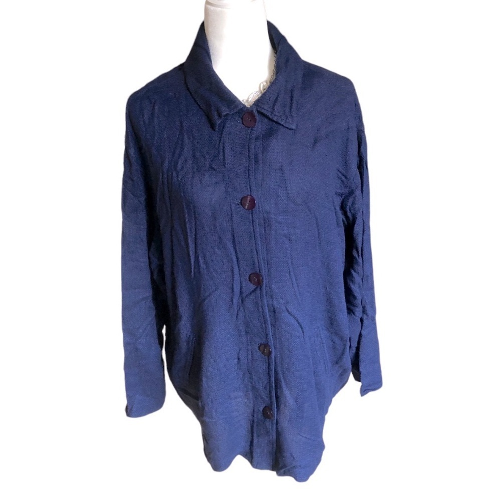 Ashley Stewart Linen Blend Button Down Shirt